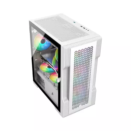 1stPlayer T3 Mesh m-ATX Gaming Case (White) - 3