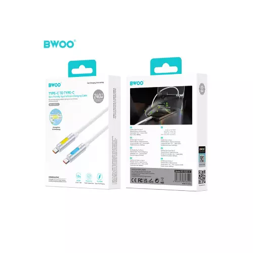 BWOO BO-X325C-C USB-C to USB-C RGB 240W 1.2M Aromatherapy Charging Cable - 1