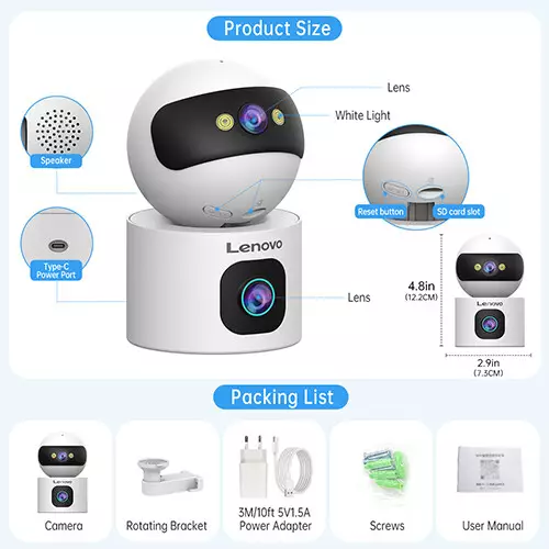 Lenovo XW1-U 3 MP Smart WiFi Camera with Built in Microphone - 2