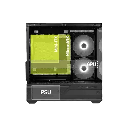 MSI MAG PANO M110R Mini Tower CPU Casing With Built-In ARGB Fan (Black) - 2