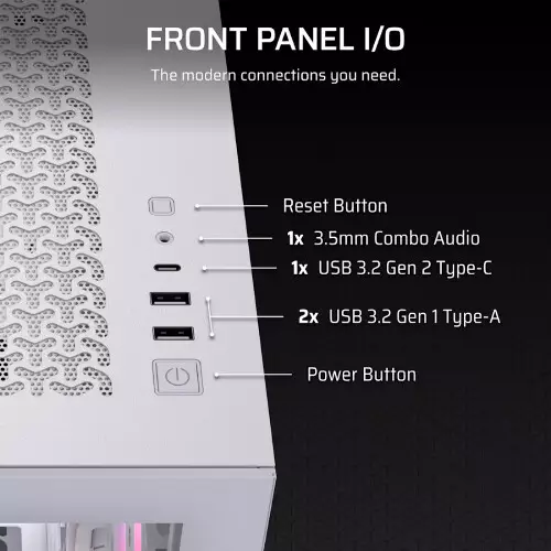 CORSAIR 3500X RS-R ARGB Mid-Tower Gaming Case (White) - 0