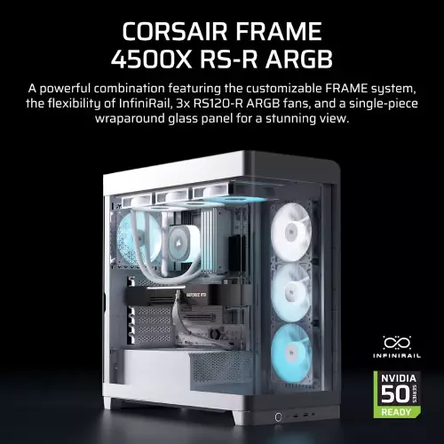 CORSAIR FRAME 4500X RS-R ARGB Panoramic Glass Mid-Tower Desktop Case (White) - 2