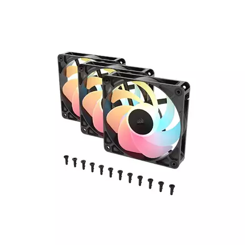 Corsair RS120-R ARGB Triple Pack 120mm PWM Reverse Fans (Black) - 2