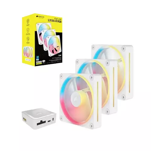 Corsair iCUE LINK LX120-R RGB 120mm PWM Reverse Fans Starter Kit (White) - 0