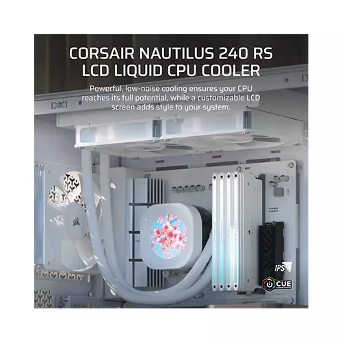 CORSAIR Nautilus 240 RS LCD AIO Liquid CPU Cooler (White) - 2