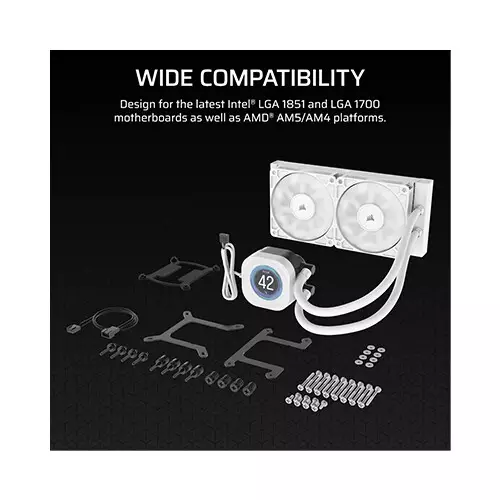 CORSAIR Nautilus 240 RS LCD AIO Liquid CPU Cooler (White) - 3