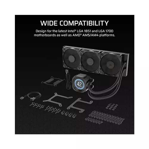 CORSAIR Nautilus 360 RS LCD AIO Liquid CPU Cooler (Black) - 0