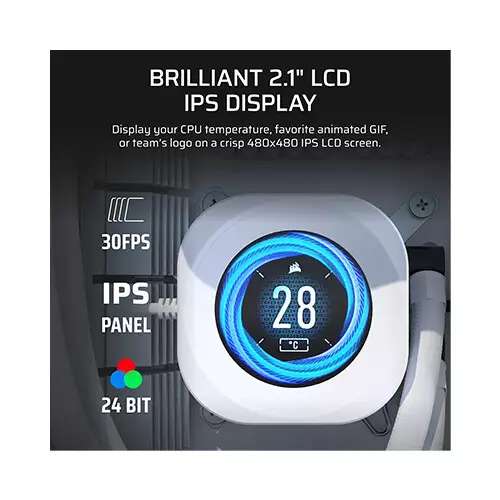 CORSAIR Nautilus 360 RS LCD AIO Liquid CPU Cooler (White) - 1