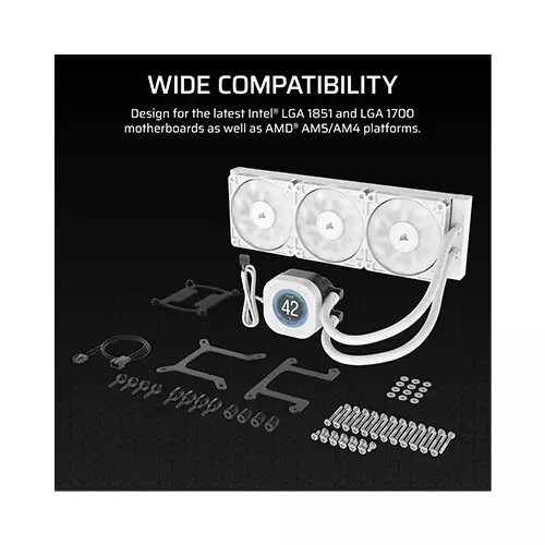 CORSAIR Nautilus 360 RS LCD AIO Liquid CPU Cooler (White) - 2