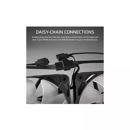 Corsair RS120-R ARGB 120mm PWM Reverse Fans Triple Pack (White) - 3