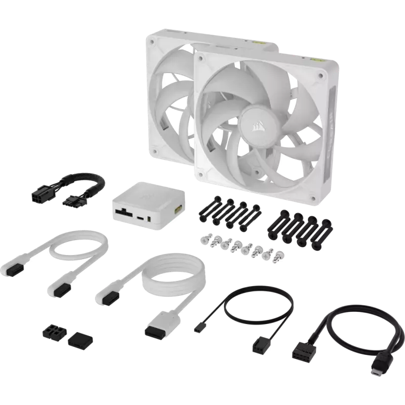 Corsair iCUE LINK RX140 MAX RGB 140mm Dual Pack Case Fans (White) - 3