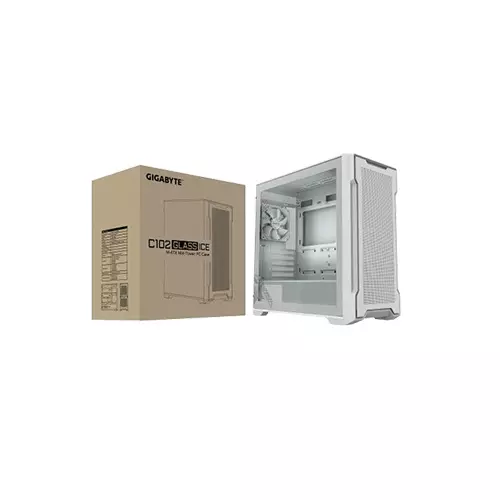 GIGABYTE C102 GLASS ICE Mid-Tower ATX Desktop Case (White) - 0