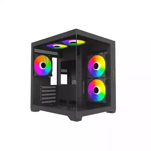 MaxGreen E275-S02 ARGB Mid-Tower M-ATX Black Gaming Case With 5x ARGB Fan