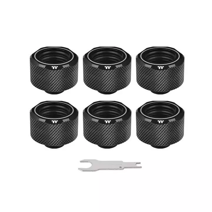 Thermaltake Pacific C-PRO G1/4 PETG Tube 16mm OD Compression – Black (6-Pack Fittings) - 1
