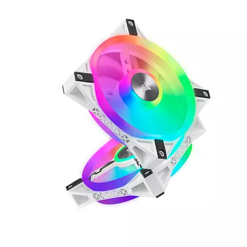 Corsair iCUE QL120 RGB 120mm PWM White Triple Case Fan with Lighting Node Core - 1