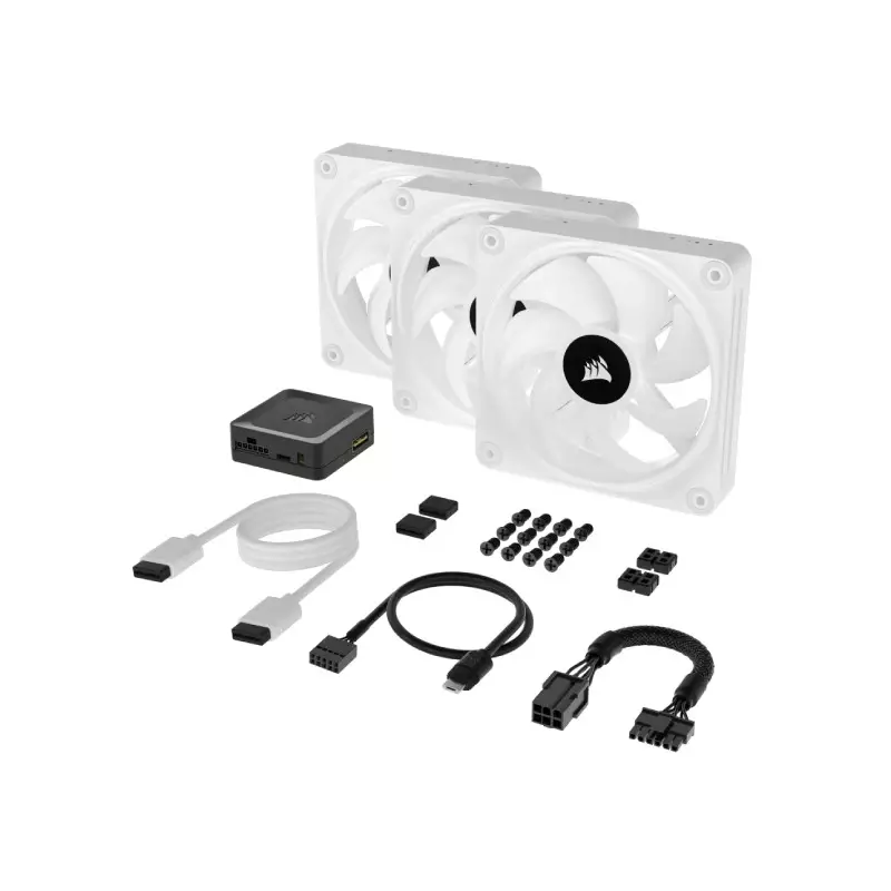 CORSAIR ICUE LINK QX120 RGB 120MM PWM WHITE TRIPLE CASE FANS - 3