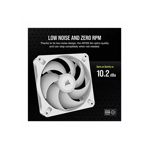 CORSAIR ICUE AR120 Digital ARGB PWM 120mm White Single Case Fan - 1