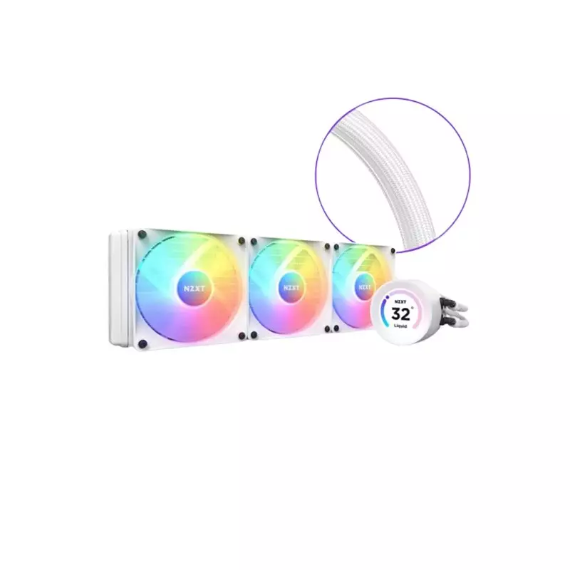 NZXT Kraken Elite 360mm RGB AIO CPU Liquid Cooler with LCD Display (White) - 2