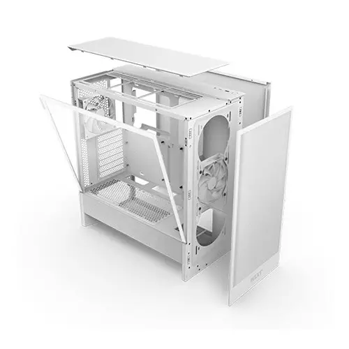 NZXT H5 Flow RGB 2024 Edition Compact ATX Mid-Tower High Airflow Gaming Casing (White) - 2