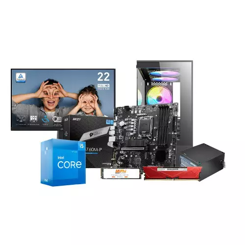 Intel Core i5-12400 8GB DDR5 RAM 1TB NVMe SSD MSI PRO MP225 Monitor Desktop PC