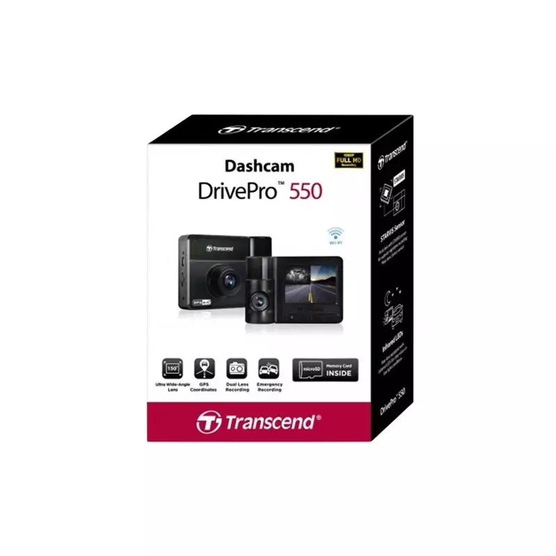 Transcend DrivePro 550 Dual Lens Dash Camera - 1