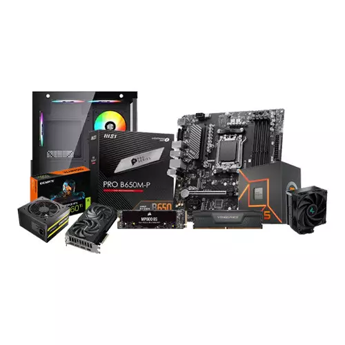 AMD RYZEN 5 7500F B650M-P RTX 5060 8GB Graphics Card 16GB DDR5 RAM 500GB PCIE 4.0 GEN 4 X4 NVME M.2 SSD Gaming PC