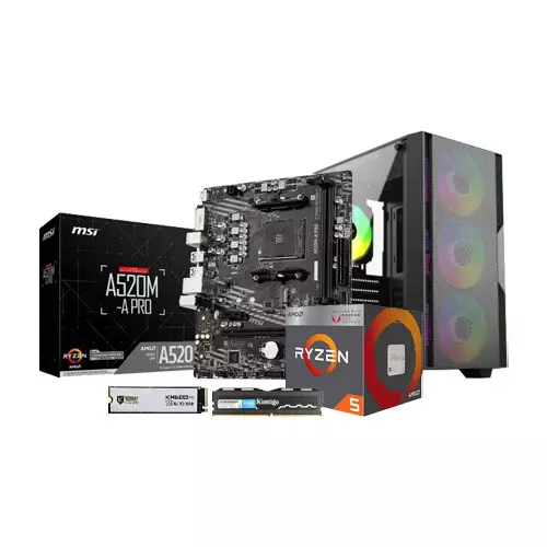 AMD Ryzen 5 2400G MSI A520M-A PRO AM4 Motherboard 8GB RAM 128GB NVMe SSD Desktop PC
