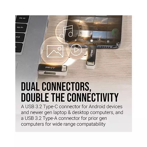 PNY Duo Link 256GB USB 3.2 Type-C Type-A Dual Pen Drive - 2