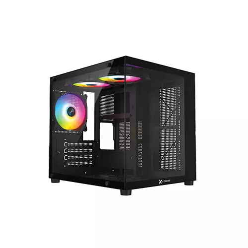 XTREME M72B M-ATX Case Tempered Glass With 3 ARGB Fans (BLACK)