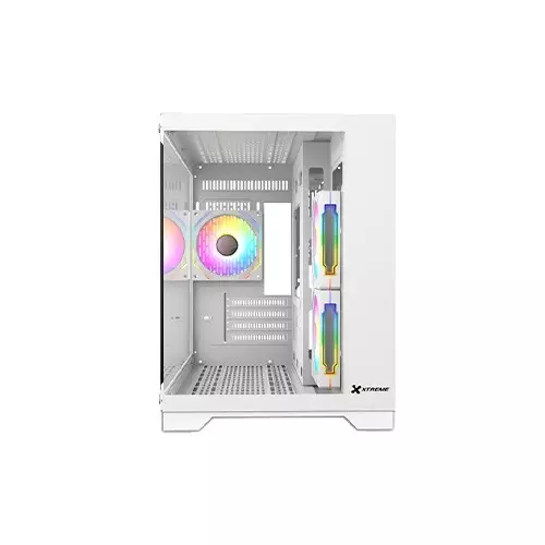Xtreme 500W ARGB Mid Tower Micro-ATX White Case With 3 ARGB Fan - 1