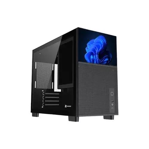 Xtreme D777B Mid Tower Tempered Glass Black Case With 7-inch LCD Display