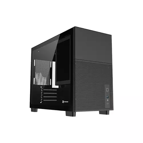 Xtreme D777B Mid Tower Tempered Glass Black Case With 7-inch LCD Display - 1