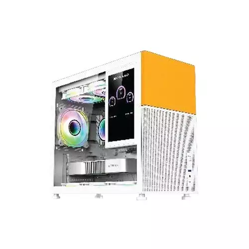 Xtreme D777W Mid Tower Tempered Glass White Case With 7-inch LCD Display - 1