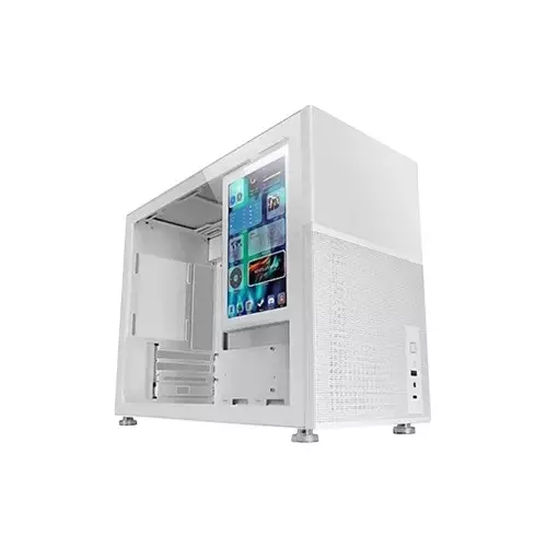 Xtreme D777W Mid Tower Tempered Glass White Case With 7-inch LCD Display - 2