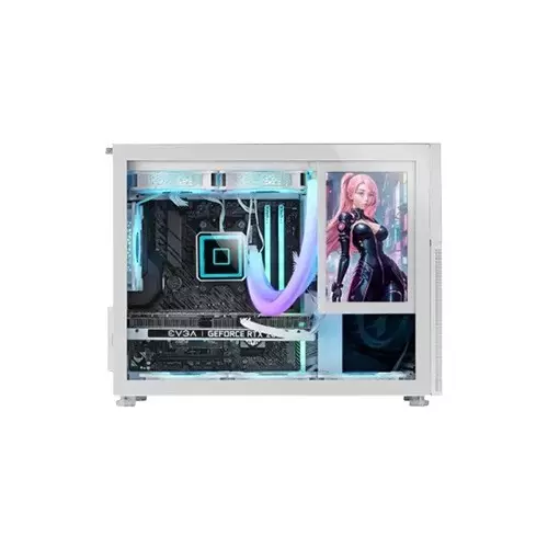 Xtreme D777W Mid Tower Tempered Glass White Case With 7-inch LCD Display - 3