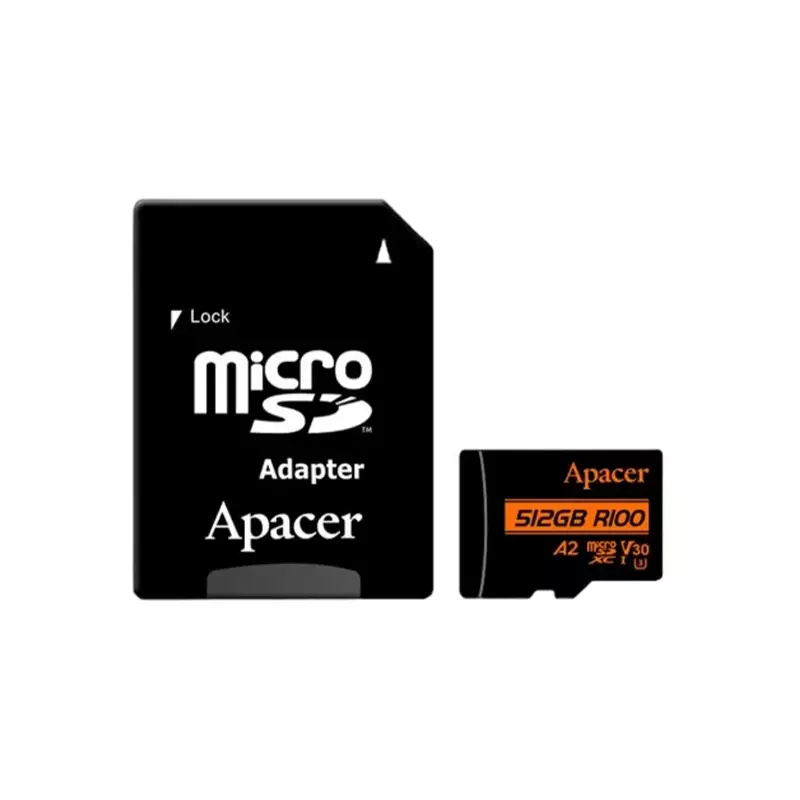 Apacer R100 512GB MicroSDXC UHS-I U3 V30 A2 Memory Card with Adapter