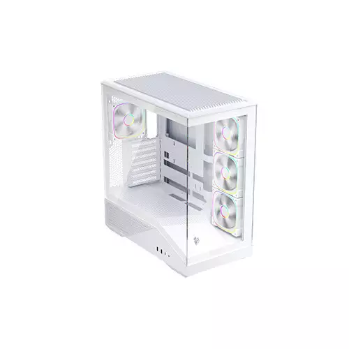 1st Player GM7 Tempered Glass Mid Tower M-ATX Gaming PC Case (White) - 1