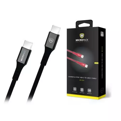 MicroPack MC-CC23 3A TYPE-C TO TYPE-C 2M Cable Black - 0