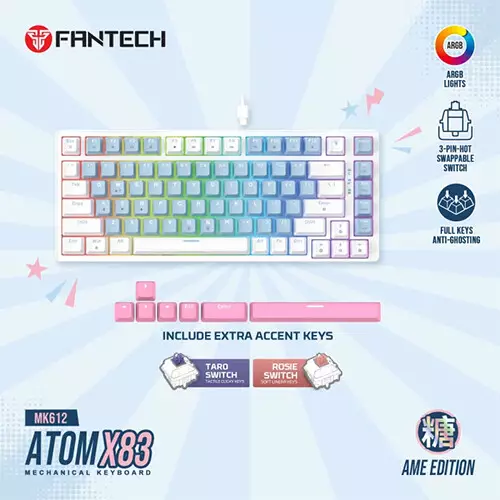 Fantech MK612 ATOM X83 Taro Switch Gaming Mechanical Keyboard (Blue) - 1