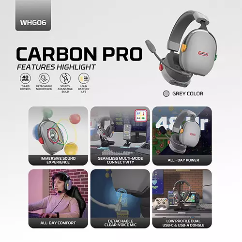 Fantech WHG06 Carbon Pro Super Maxfit Multiplatform Wireless Headset - 1