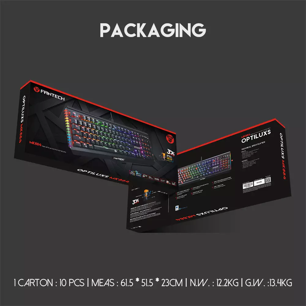 Fantech MK884 RGB Optiluxs Full Size RGB Optical Switch Keyboard - 8