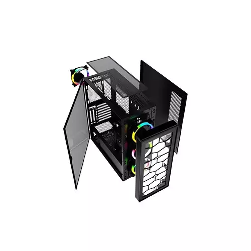 FANTECH HEXA XL CG82 RGB FAN FULL TOWER CASE BLACK - 1