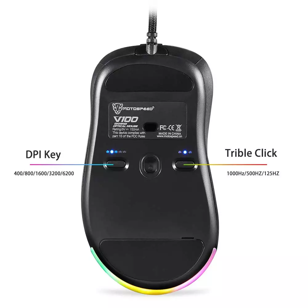 MotoSpeed V100 Dual Sensor 6200DPI RGB Optical Gaming Mouse - 2