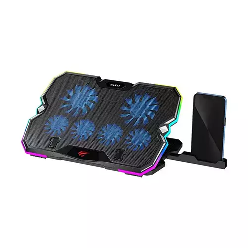 Havit Gamenote F2068 RGB 6 Fan Laptop Cooler with Mobile Holder - 1