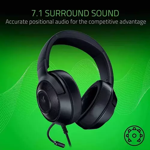 Razer Kraken X Essential 7.1 Wired Gaming Headphone - Black - 1