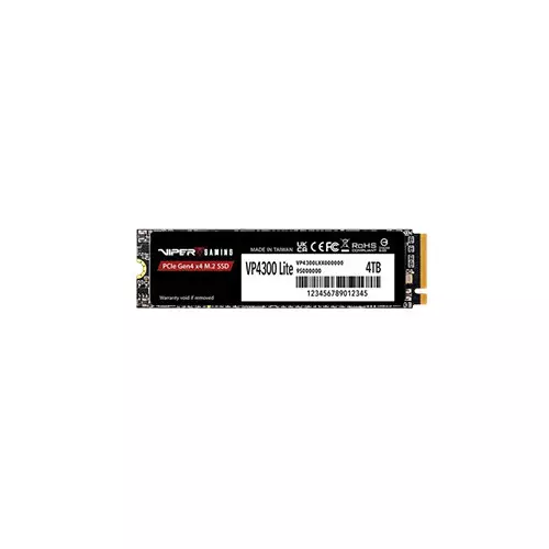 Patriot VP4300 Lite M.2 2280 NVMe PCIe Gen4x4 4TB Gaming SSD with Black Graphene Heatspreader