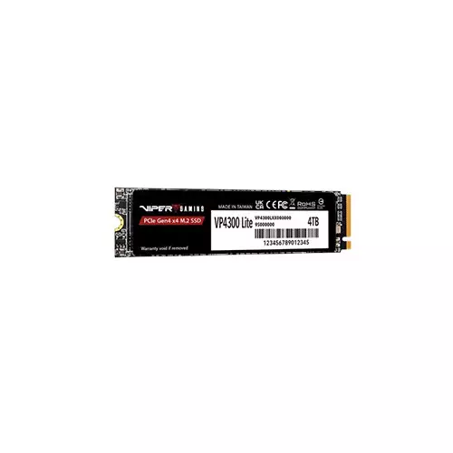 Patriot VP4300 Lite M.2 2280 NVMe PCIe Gen4x4 4TB Gaming SSD with Black Graphene Heatspreader - 4