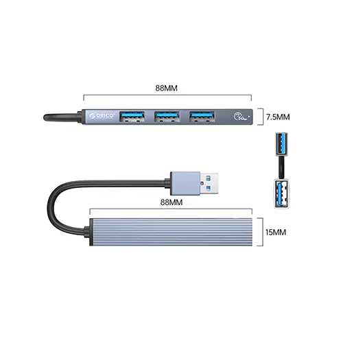 ORICO AH-A13 USB A TO USB 3.0 4 PORT ALUMINUM HUB - 1