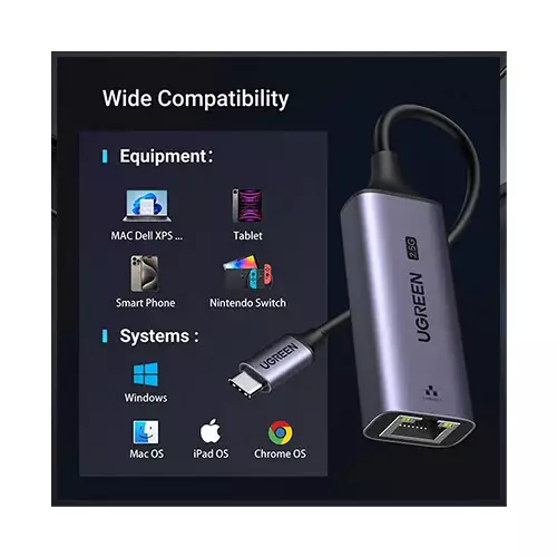 UGREEN CM648 (25052) USB-C to RJ45 2.5G Ethernet Adapter - 0