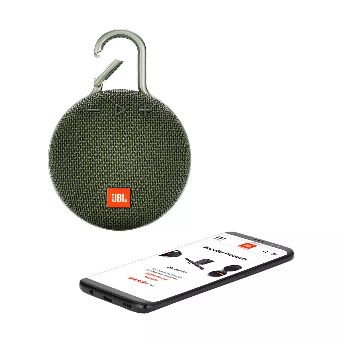 JBL Clip 3 Portable Bluetooth Speaker -Green - 1